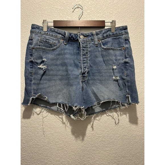 Old Navy Cutoff Jean Shorts Women's Size 14 High-Rise O.G. Straight Distressed - Picture 1 of 7